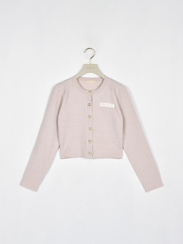 ケーブルゴールドボタンカーデ 詳細画像 ピンク 1