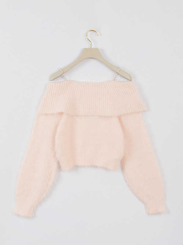 パールオフショルニット 詳細画像 チャコール 16