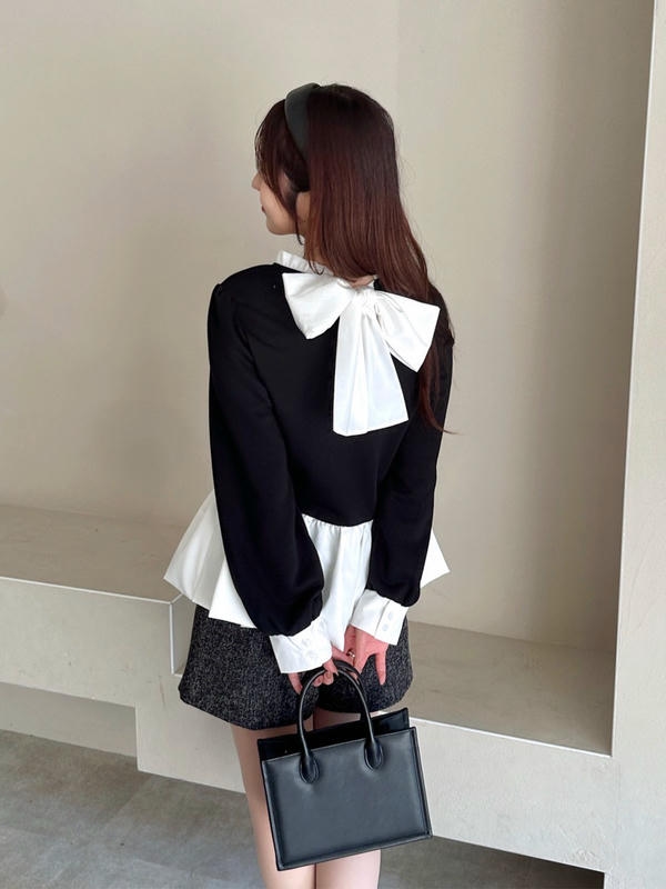 ドッキングスウェットペプラムトップス 詳細画像 ブラック 16