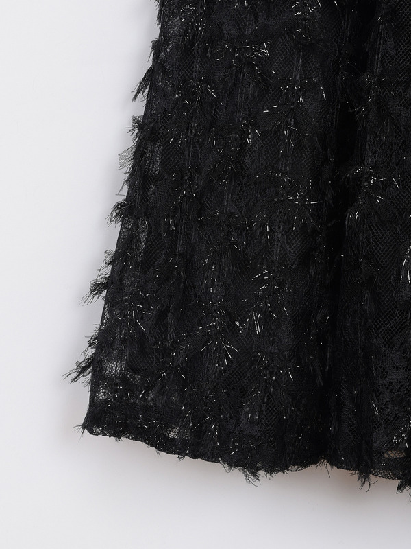 シャギーレースフレアスカート 詳細画像 ブラック 16