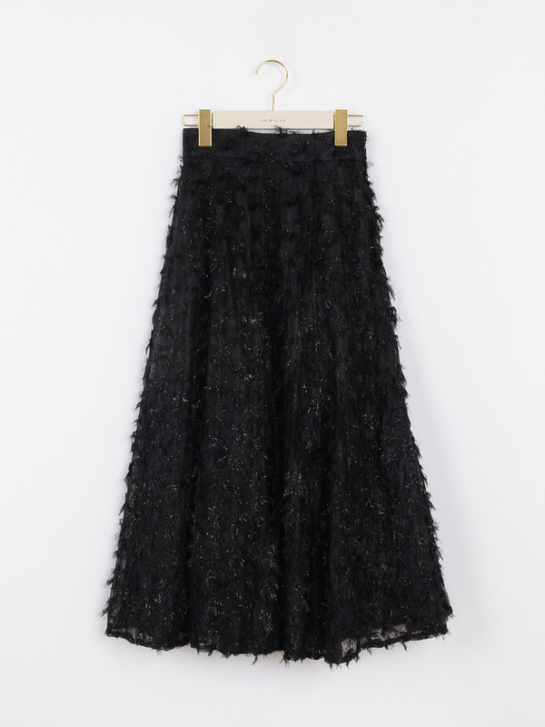 シャギーレースフレアスカート 詳細画像 ブラック 1