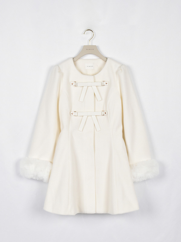 リボンフレアノーカラーコート 詳細画像 オフホワイト 1