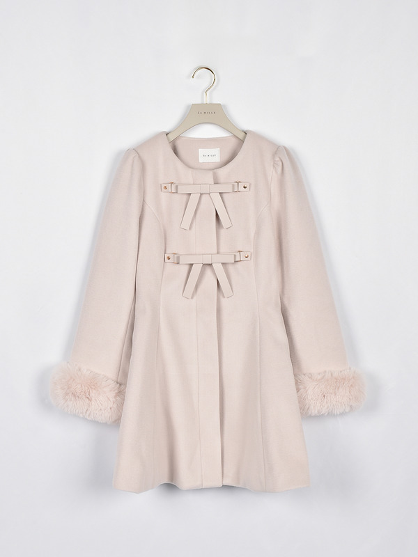 リボンフレアノーカラーコート 詳細画像 ピンク 1