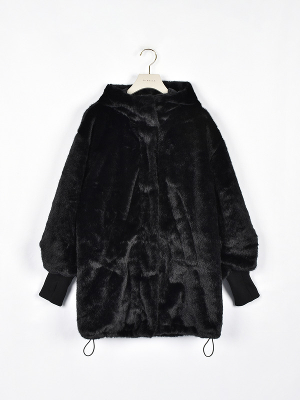 ボリュームファーミドルコート 詳細画像 ブラック 1