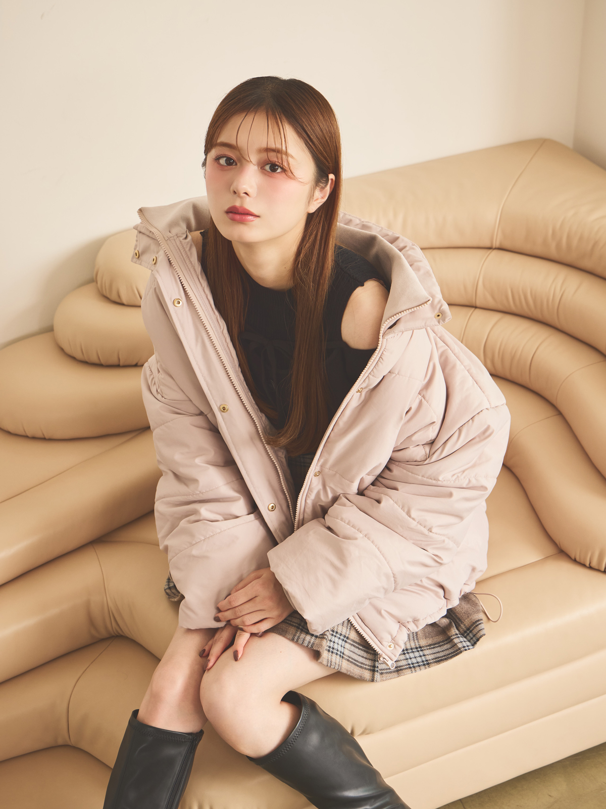 【連休限定価格】AKRIS PUNTO フード付き✨中綿コート✨ピンクカラー Akris punto Check Hooded Jacket | Saks Fifth Avenue