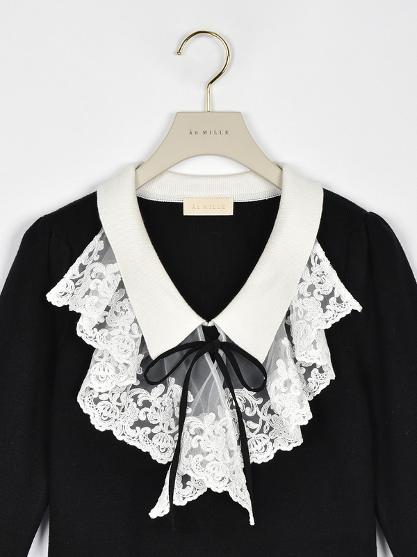 レースフリルカラーニット 詳細画像 グレイ 16