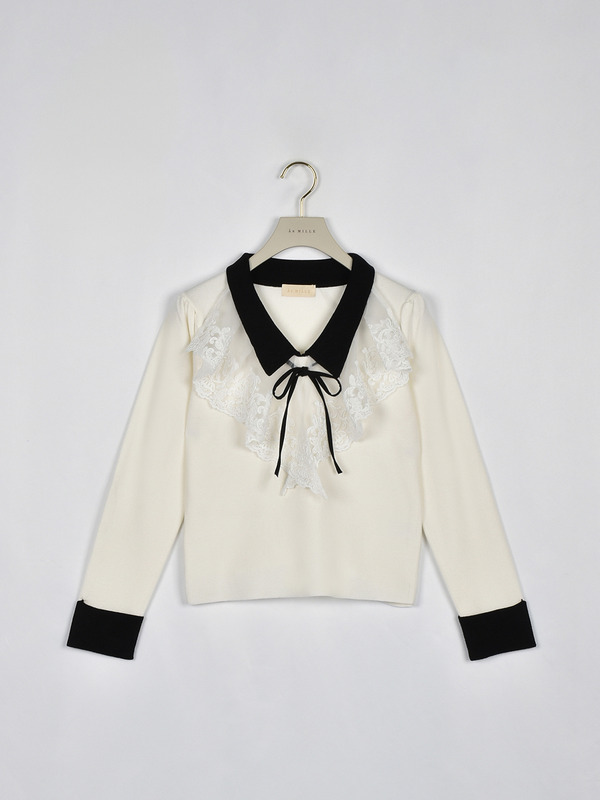 レースフリルカラーニット 詳細画像 ホワイト 1