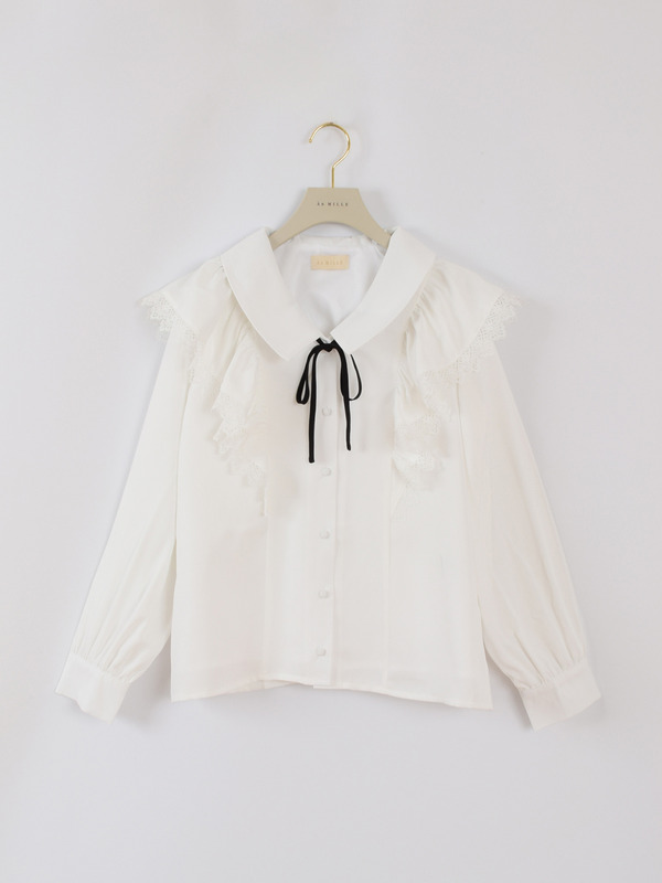 レースフリルクラシックブラウス 詳細画像 オフホワイト 1