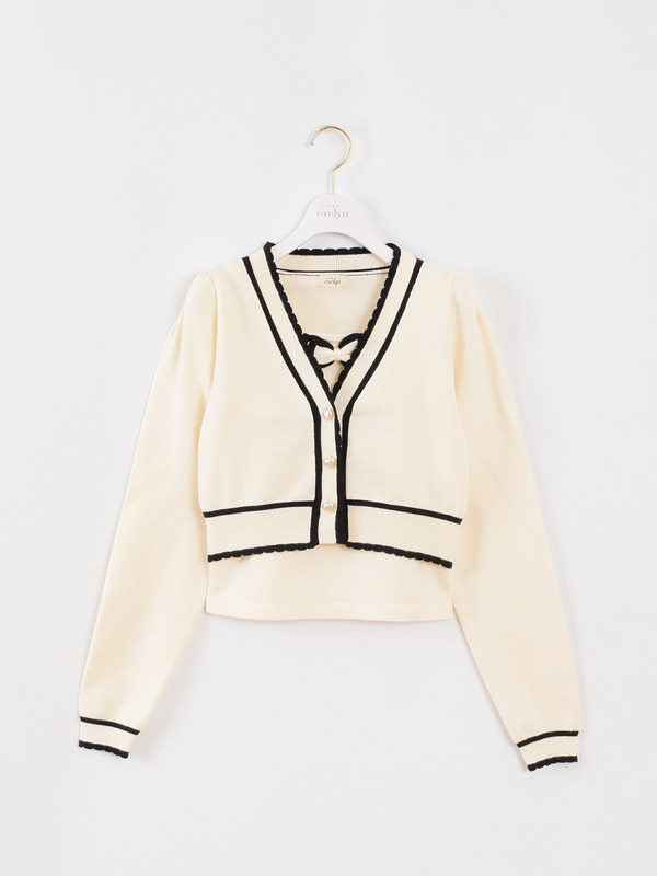 リボンキャミカーデセット 詳細画像 チャコール 11