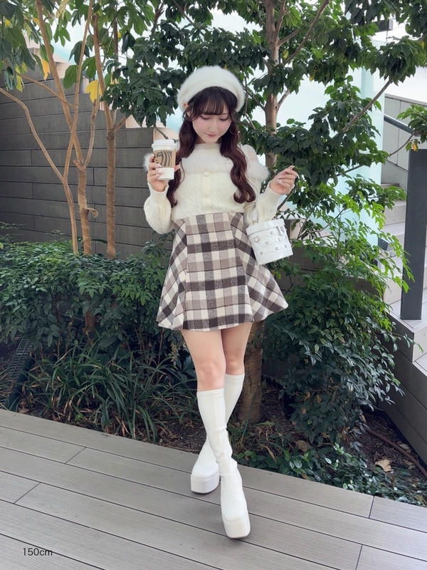 ハイウエストチェックスカート 詳細画像 ブラック 16