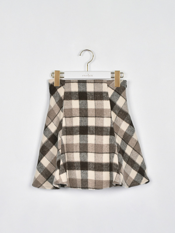 ハイウエストチェックスカート 詳細画像 ブラウン 1