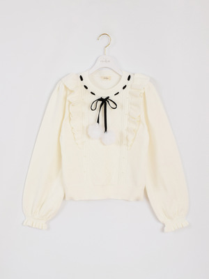 ファーリボンフリルニット