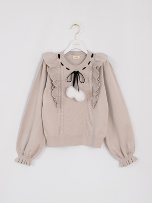 ファーリボンフリルニット