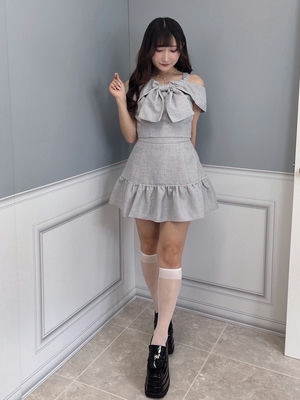 リボンツイードオフショルセット