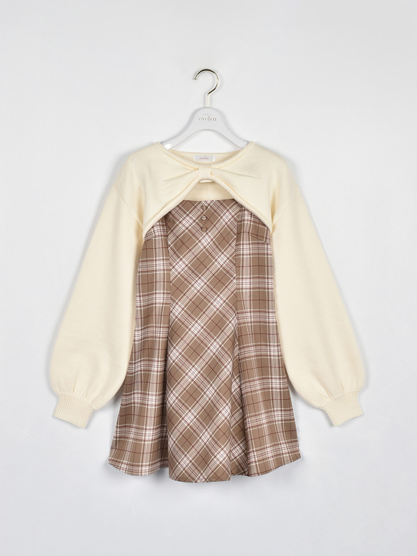 リボンボレロキャミワンピース 詳細画像 ベージュ 1