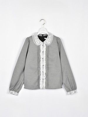 ビジュー襟フリルブラウス