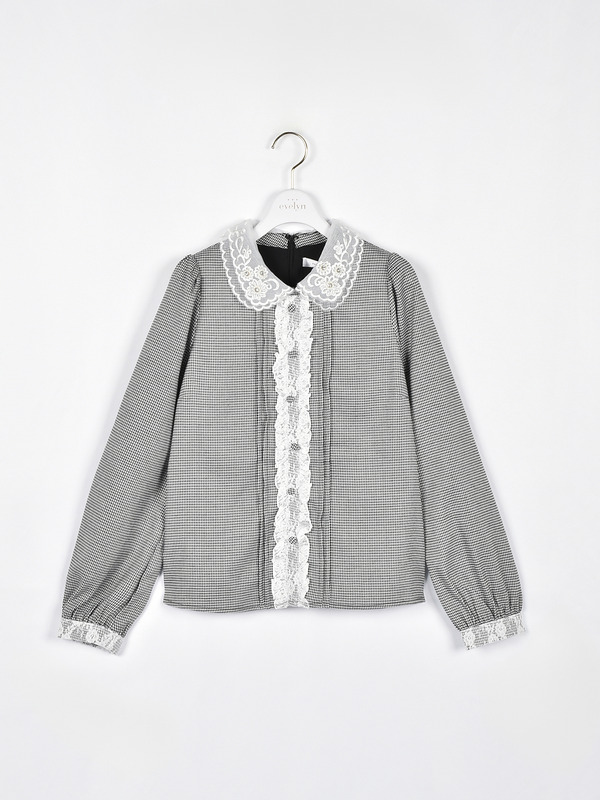 ビジュー襟フリルブラウス 詳細画像 千鳥 1