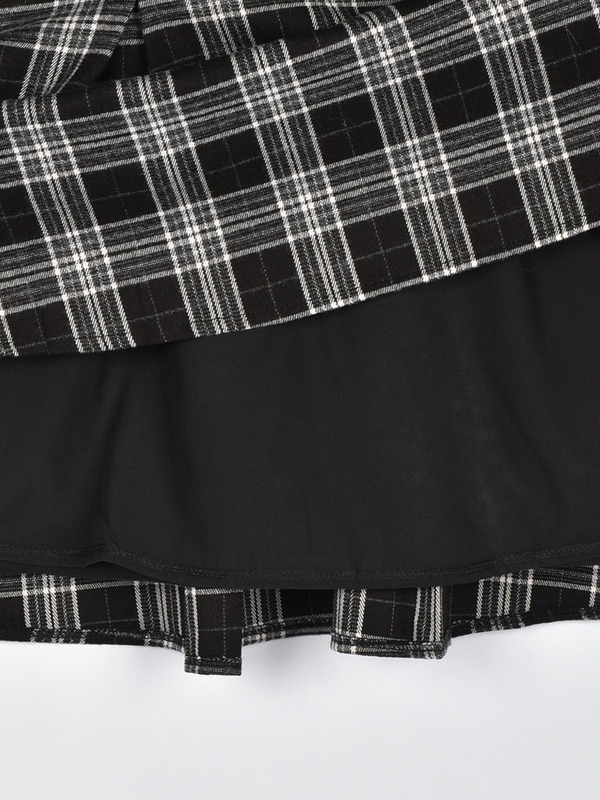ファー襟付きチェックミニワンピース 詳細画像 ブラック 16