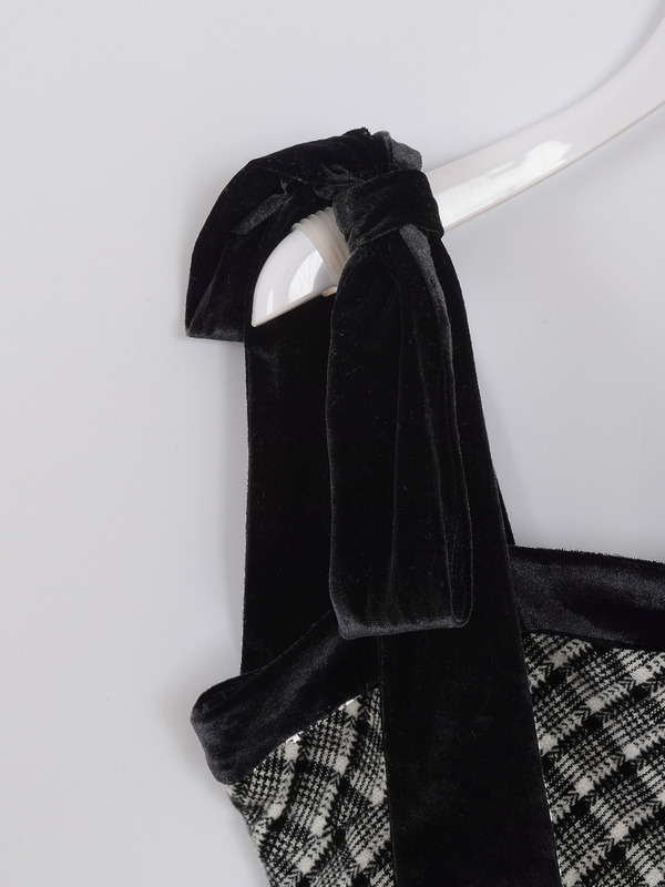 リボンベロアチェックワンピース 詳細画像 ブラック 16