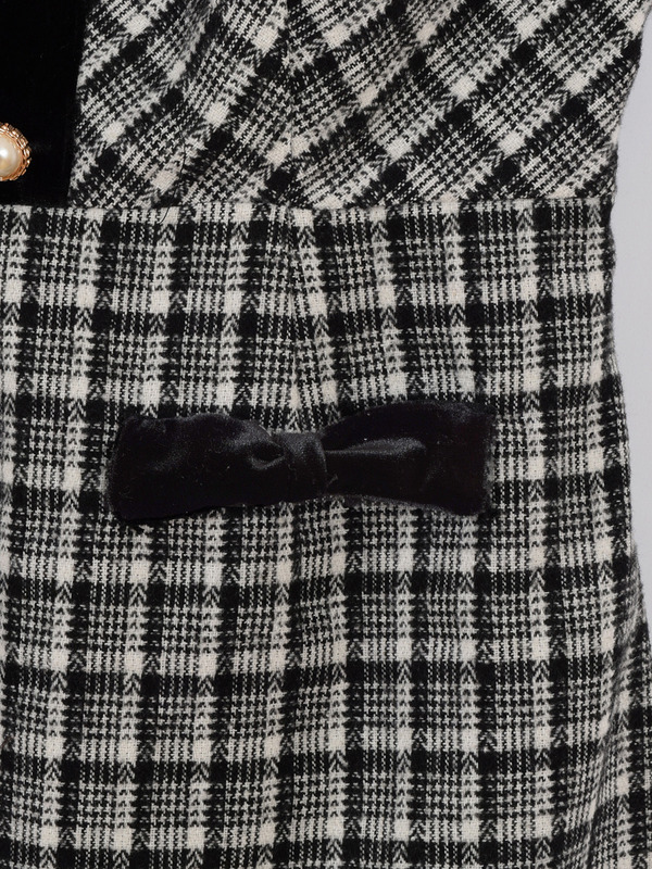 リボンベロアチェックワンピース 詳細画像 ブラック 16