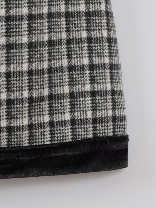 リボンベロアチェックワンピース 詳細画像 ブラック 16