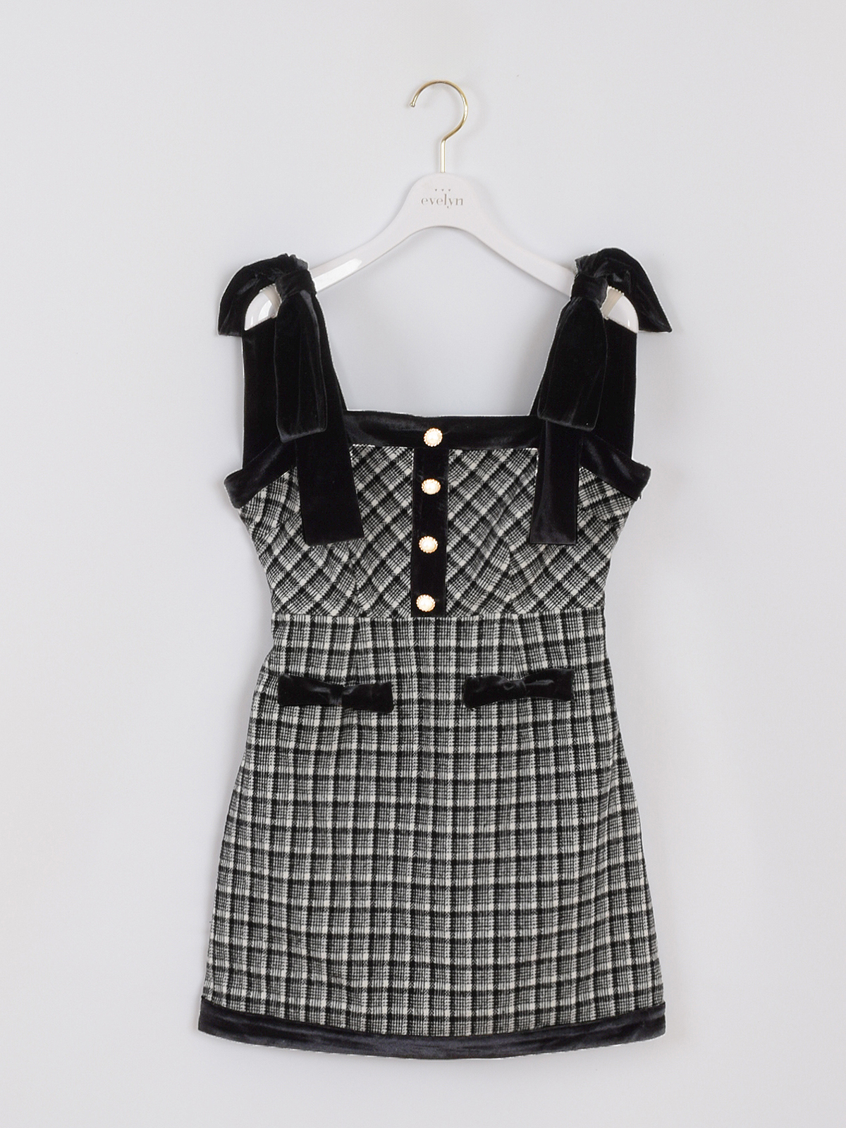 リボンベロアチェックワンピース｜evelyn（エブリン）公式通販サイト