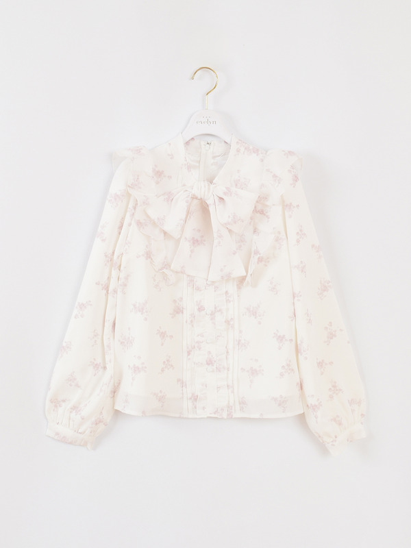 フリルリボン長袖ブラウス 詳細画像 ピンク 1