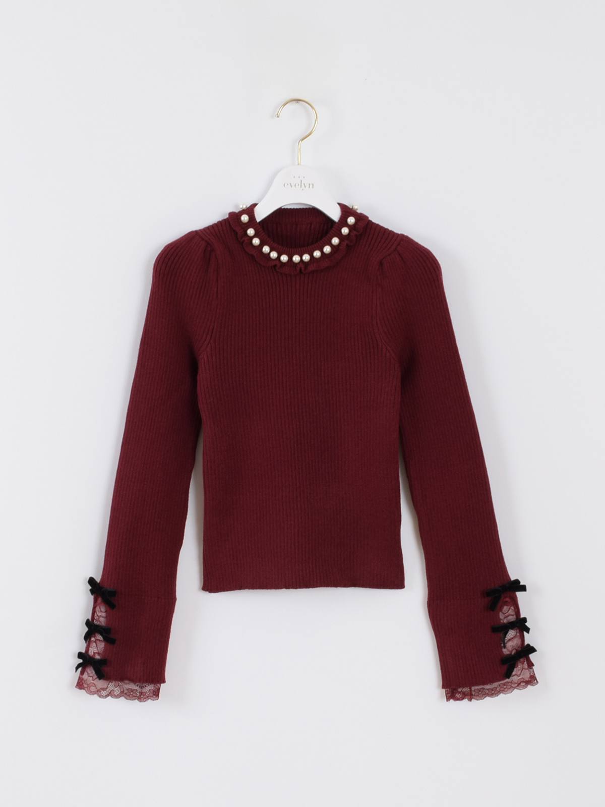 袖リボンリブニット｜evelyn（エブリン）公式通販サイト