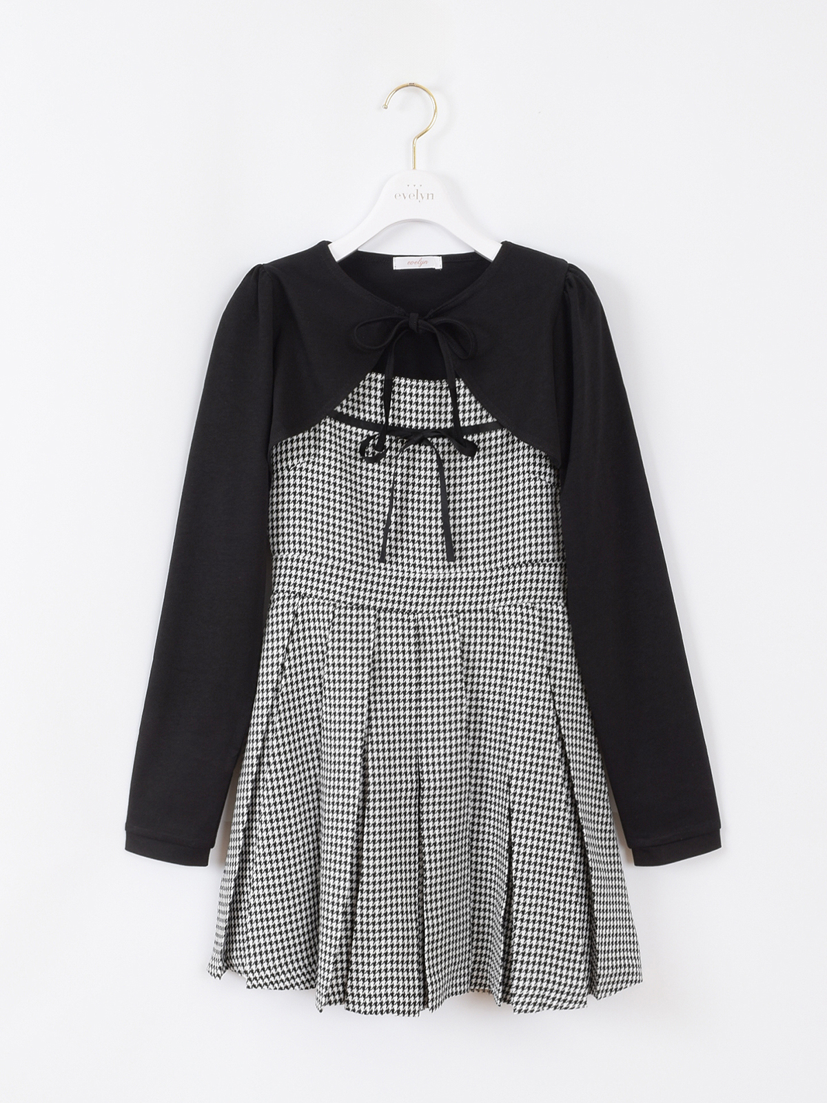 evelyn プリーツセットOP 千鳥柄 ワンピース　セットアップ zz-EVE-375_94-1.jpg?1756367169