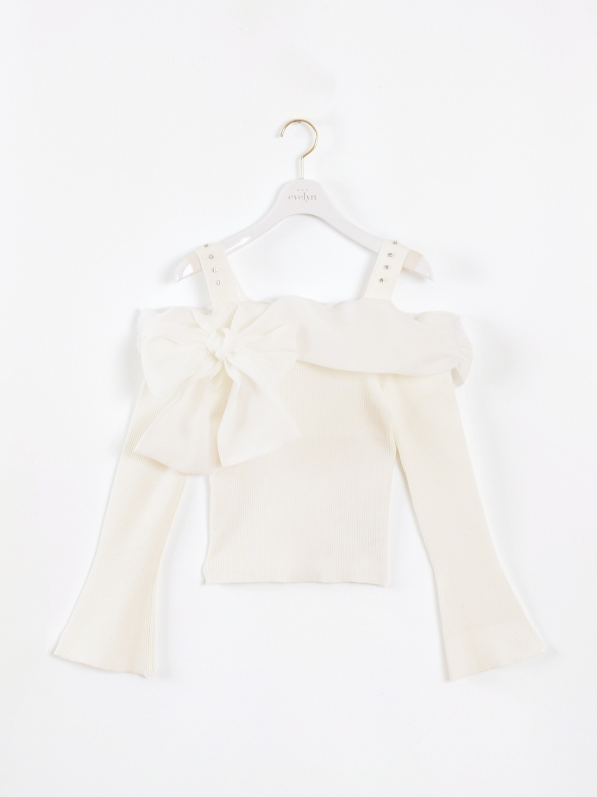 evelyn リボンオフショルニットOP ピンク【安心の新品】即日発送 リボンオフショルニット｜evelyn（エブリン）公式通販サイト
