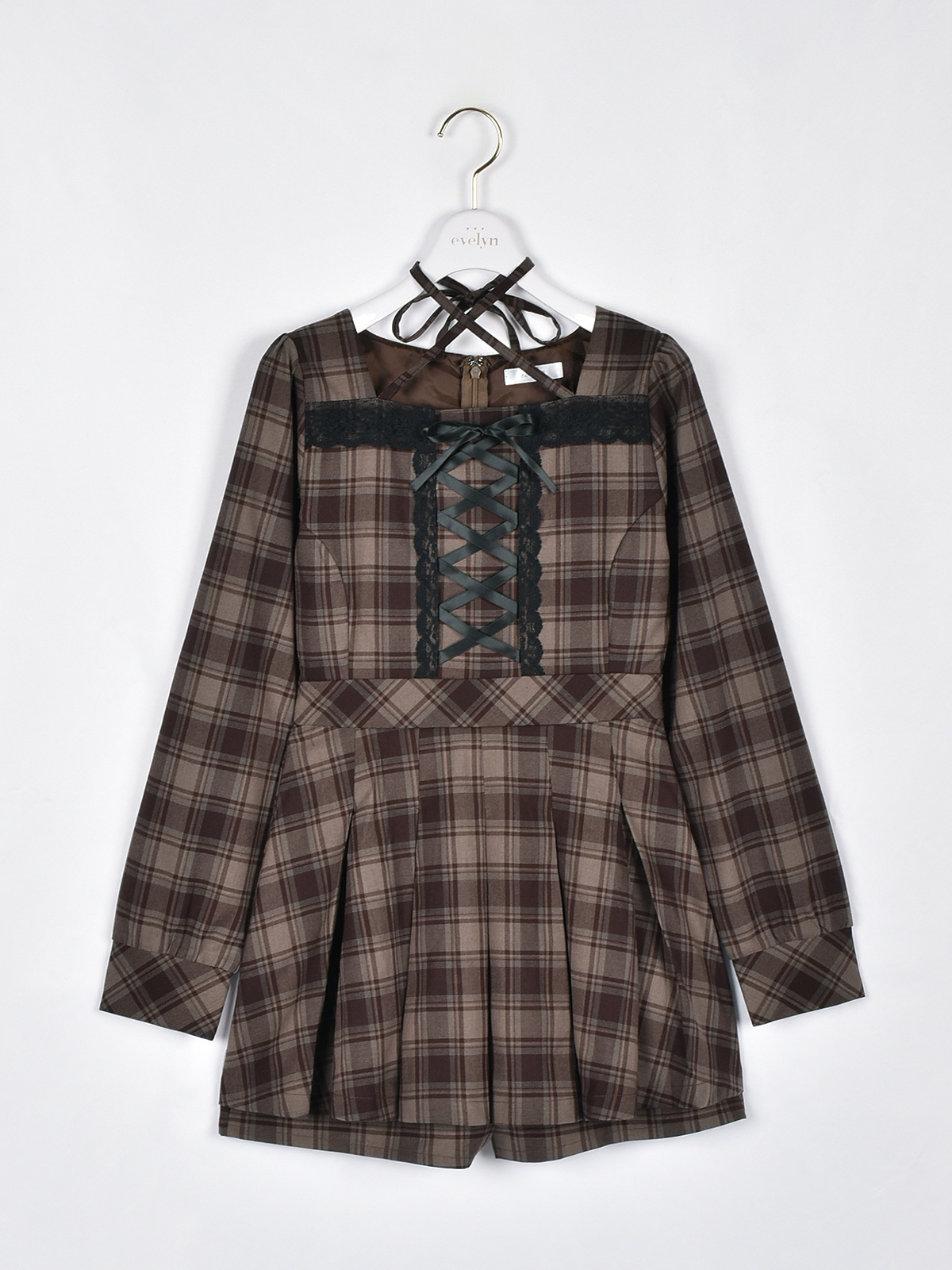 evelyn エブリン 肩リボンチェックロングOP evelyn エブリン 肩リボンチェックロングOP - メルカリ