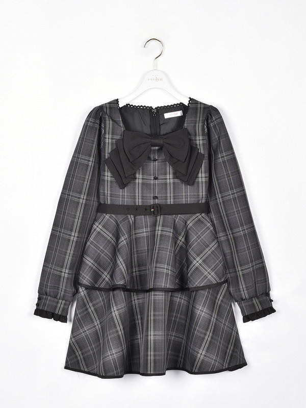 ビッグリボンティアードワンピース 詳細画像 ブラックチェック 1