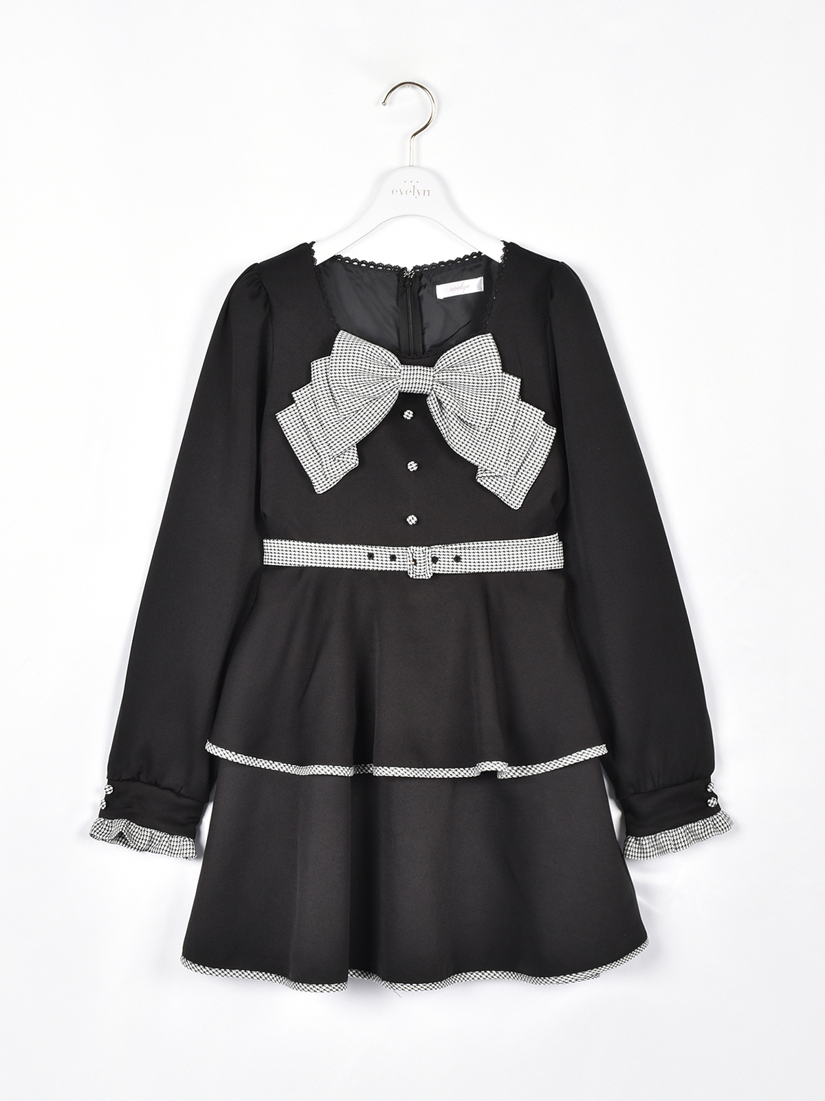 evelyn ビッグリボンティアード OP 千鳥柄 evelyn 】ビッグリボンティアードop 原宿限定 千鳥 - メルカリ