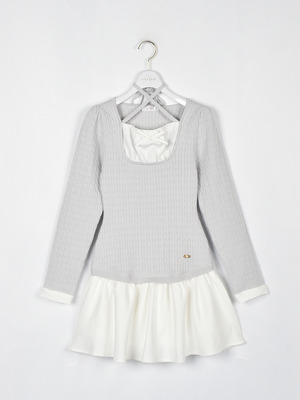 チェックドッキングニットワンピース