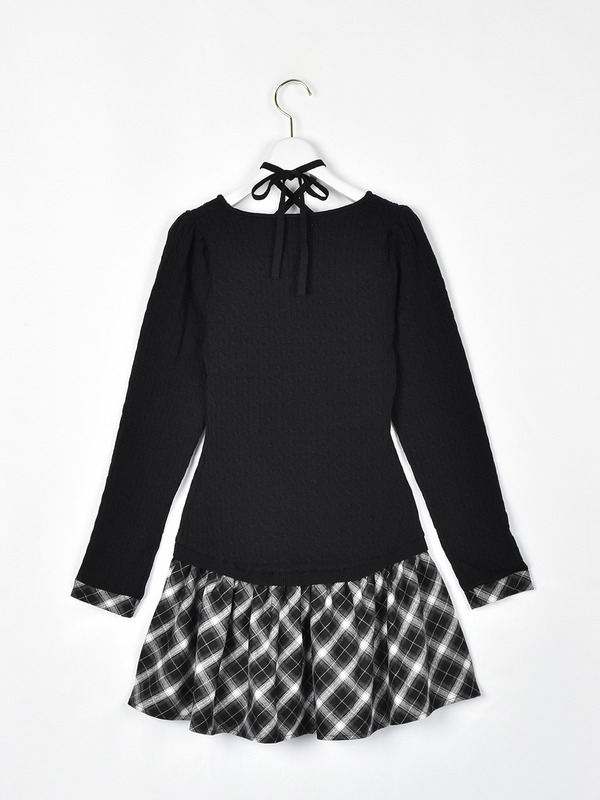 チェックドッキングニットワンピース 詳細画像 アイスブルー 16