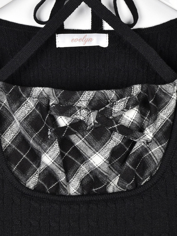 チェックドッキングニットワンピース 詳細画像 アイスブルー 16