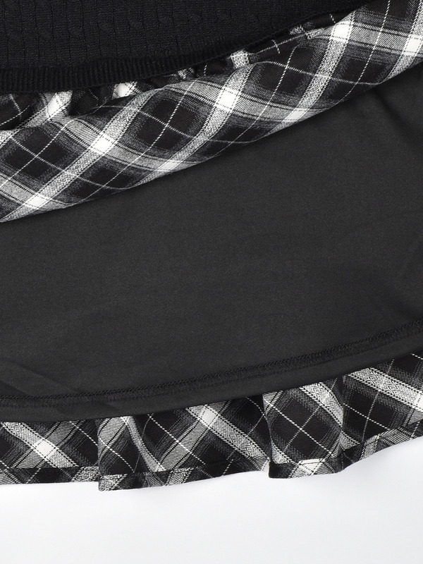 チェックドッキングニットワンピース 詳細画像 アイスブルー 16