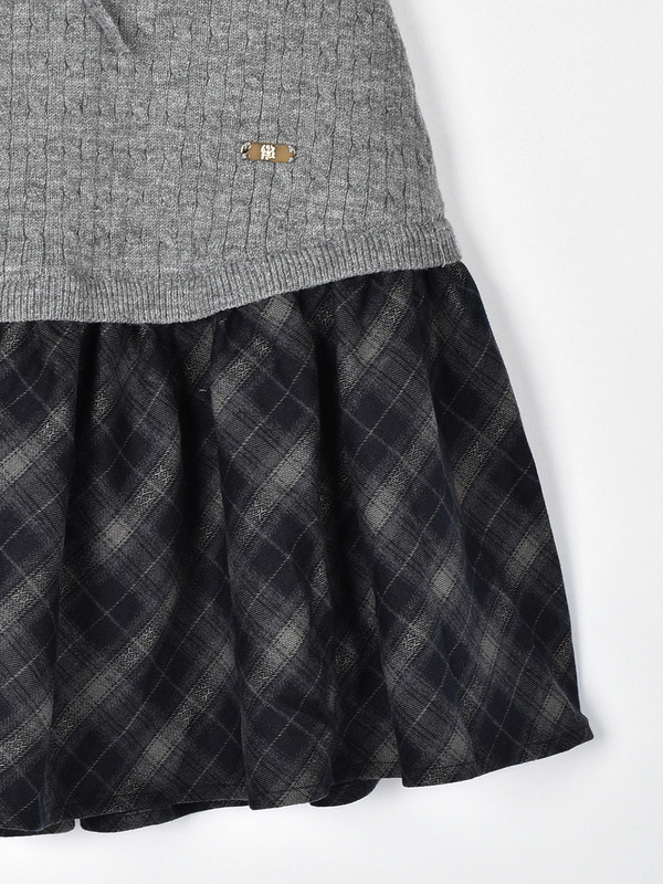 チェックドッキングニットワンピース 詳細画像 アイスブルー 16