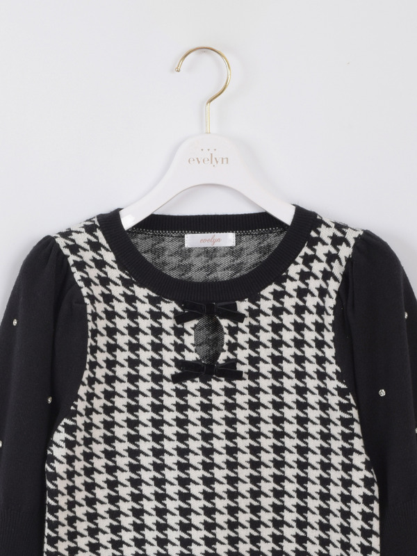 パフ袖ダブルリボンニット 詳細画像 ブラック 16