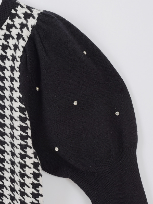 パフ袖ダブルリボンニット 詳細画像 ブラック 16