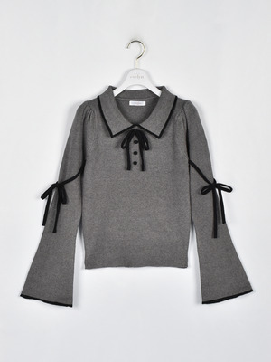 ベルスリーブバイカラーニット