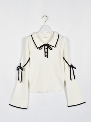 ベルスリーブバイカラーニット