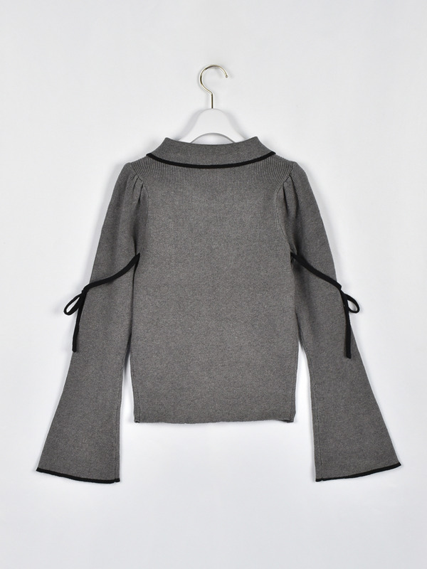 ベルスリーブバイカラーニット 詳細画像 チャコール 16