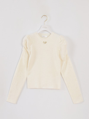 ハートカットラメリブニット