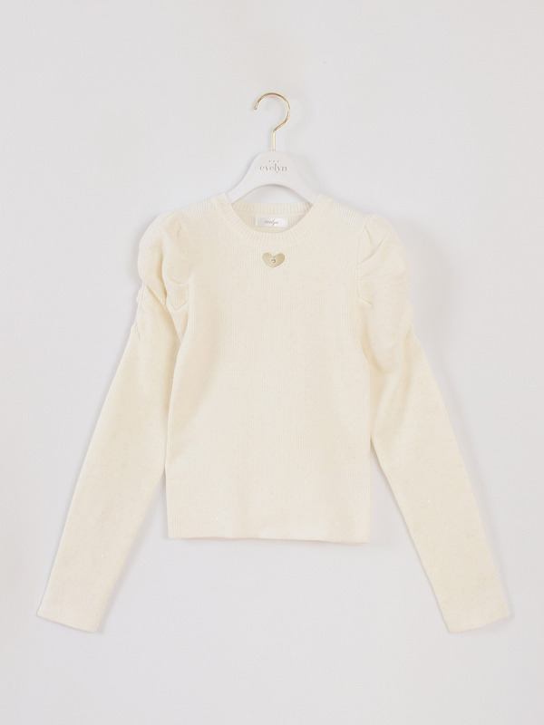 ハートカットラメリブニット 詳細画像 オフホワイト 1