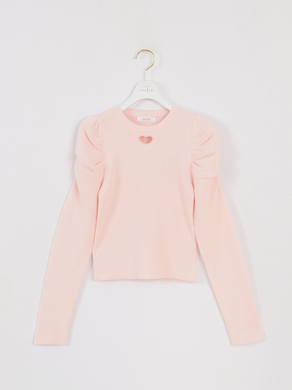 ハートカットラメリブニット 詳細画像 ピンク 1