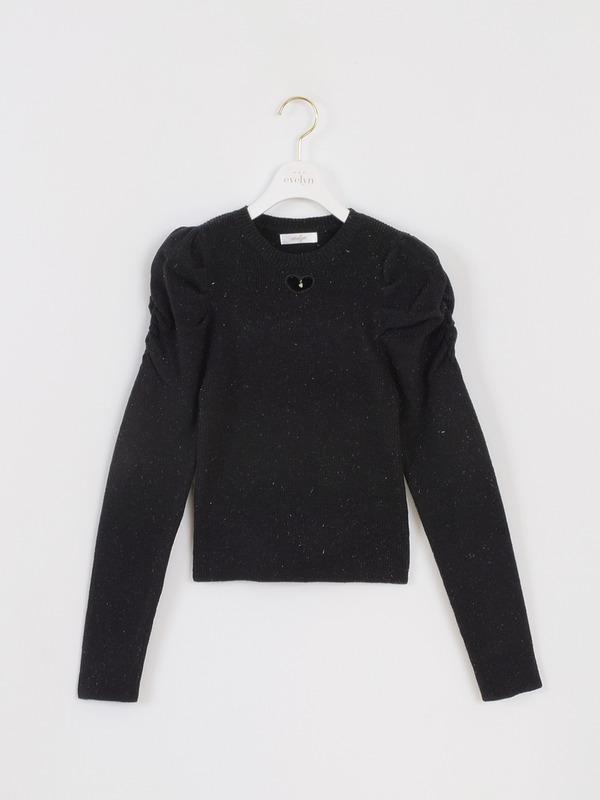 ハートカットラメリブニット 詳細画像 ブラック 1