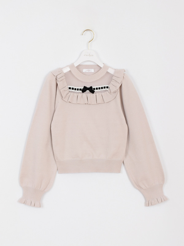 シアーフリルリボンニット 詳細画像 ブラック 16