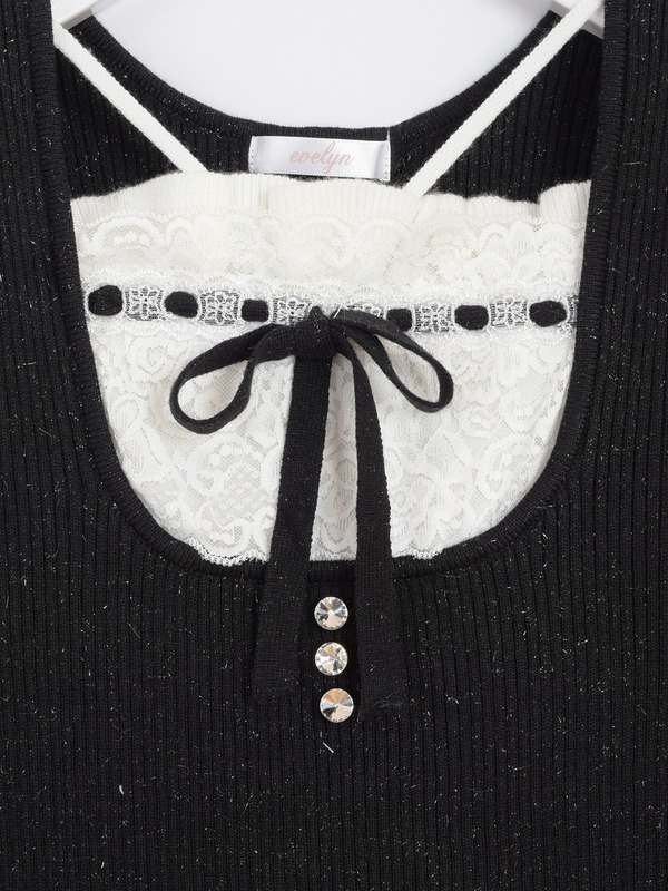 リボンラメニットワンピース 詳細画像 ブラック 11