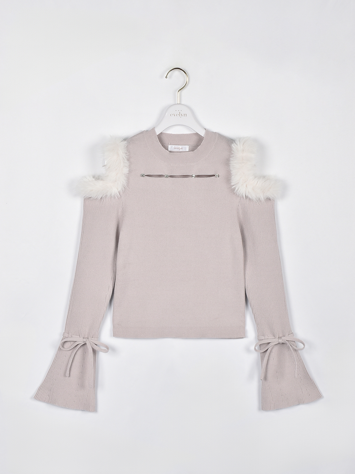 evelyn エブリン ファービジューペプラムニット アールグレイ ファービジューペプラムニット｜evelyn（エブリン）公式通販サイト